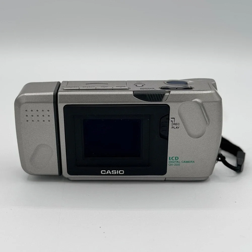 Casio QV-200 LCD Digital Camera Silver Vintage Rotating Lens QV200 Tested Works